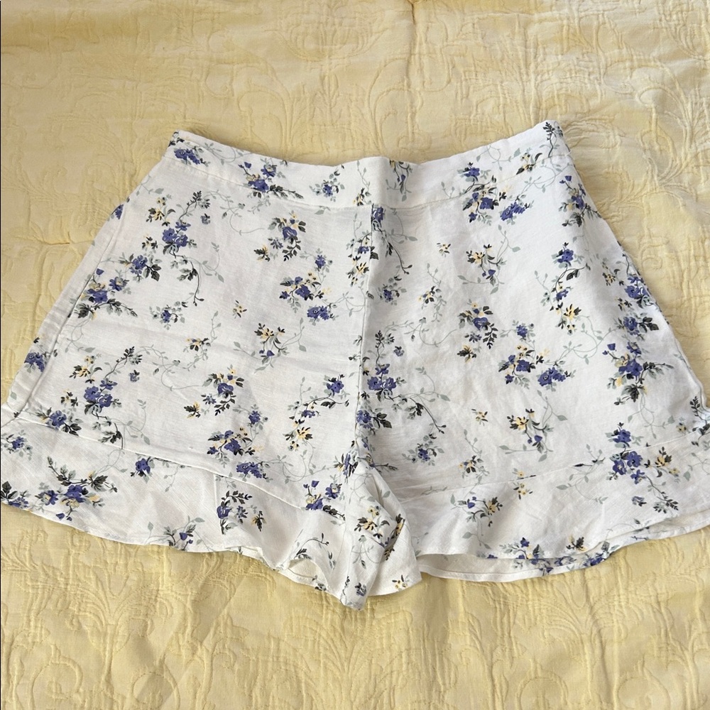 Catherine Malandrino White Floral High Waist Shorts